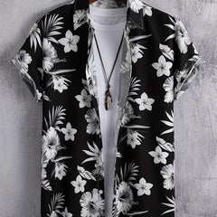 Hawaiian Style Flower Pattern Men's Short Sleeve Shirt