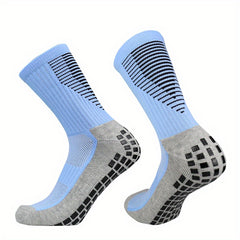 Anti Slip Silicone Bottom Mid Calf Athletic Socks For Football