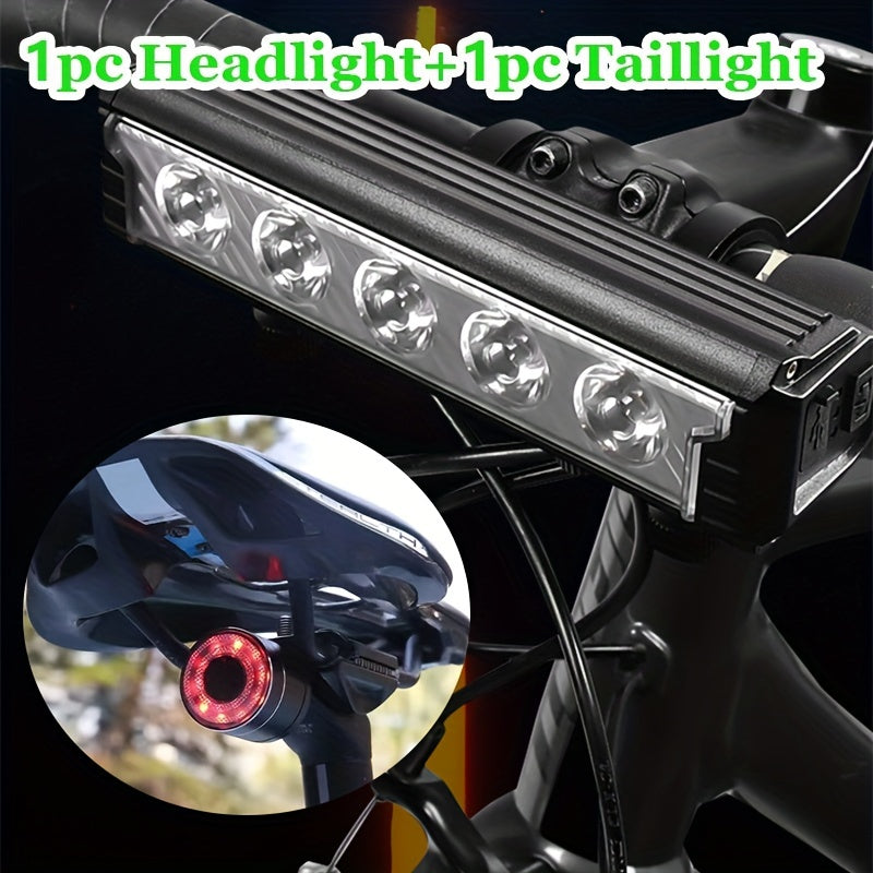 USB Rechargeable Bike Light Set, Front Rear LED Cycling Tail and Headlight