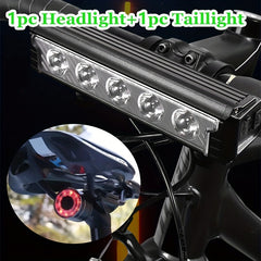 USB Rechargeable Bike Light Set, Front Rear LED Cycling Tail and Headlight