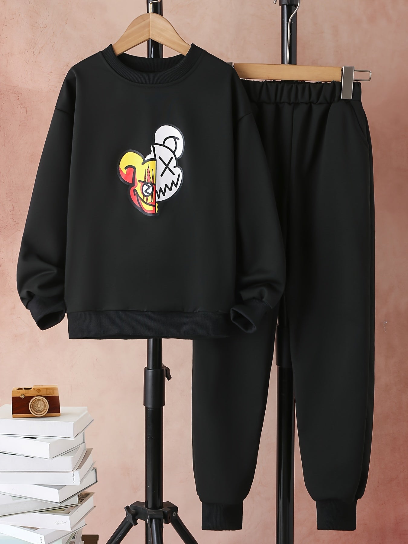 Boy's Halloween 2pcs Sweatshirt & Sweatpants Set Bear Print Top Outfits