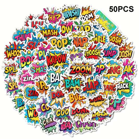 50pcs Colorful Explosion Stickers for DIY Projects Laptop Water Bottle Guitar