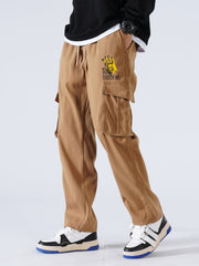 Men's Casual Drawstring Cargo Pants for Spring/Fall