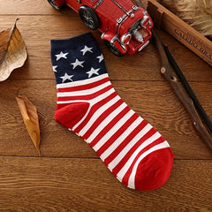 American Flag Striped Socks Men's Cotton Crew Socks