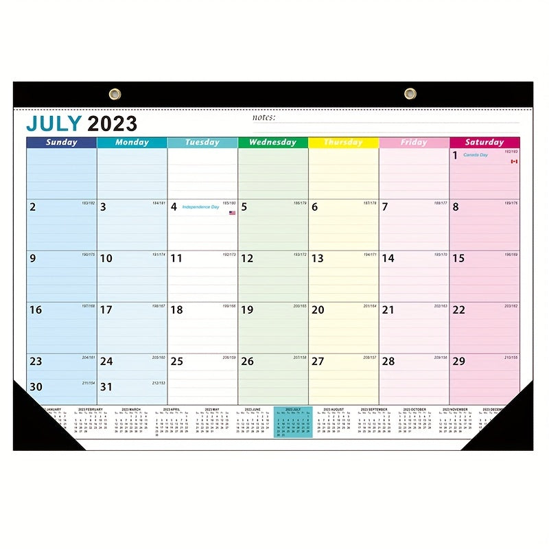 Large Desk Wall Calendar July-Dec 18 Months 18x30