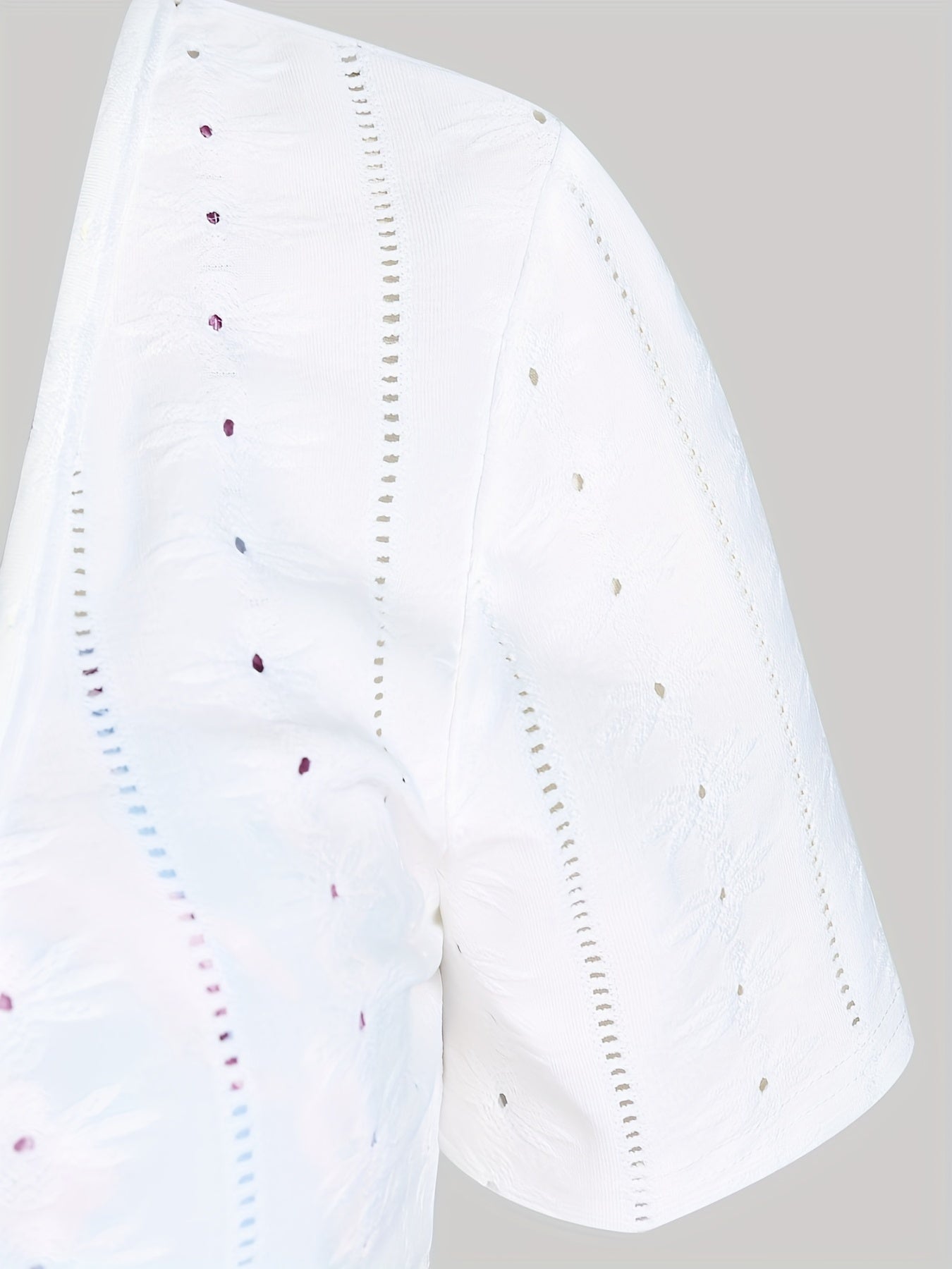 Eyelet Embroidered Short Sleeve Cardigan & Cami Top Two Piece Set