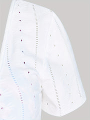 Eyelet Embroidered Short Sleeve Cardigan & Cami Top Two Piece Set