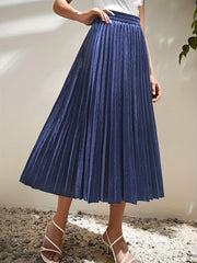 Velvet Pleated Maxi Skirt High Rise Stretch Plus Size