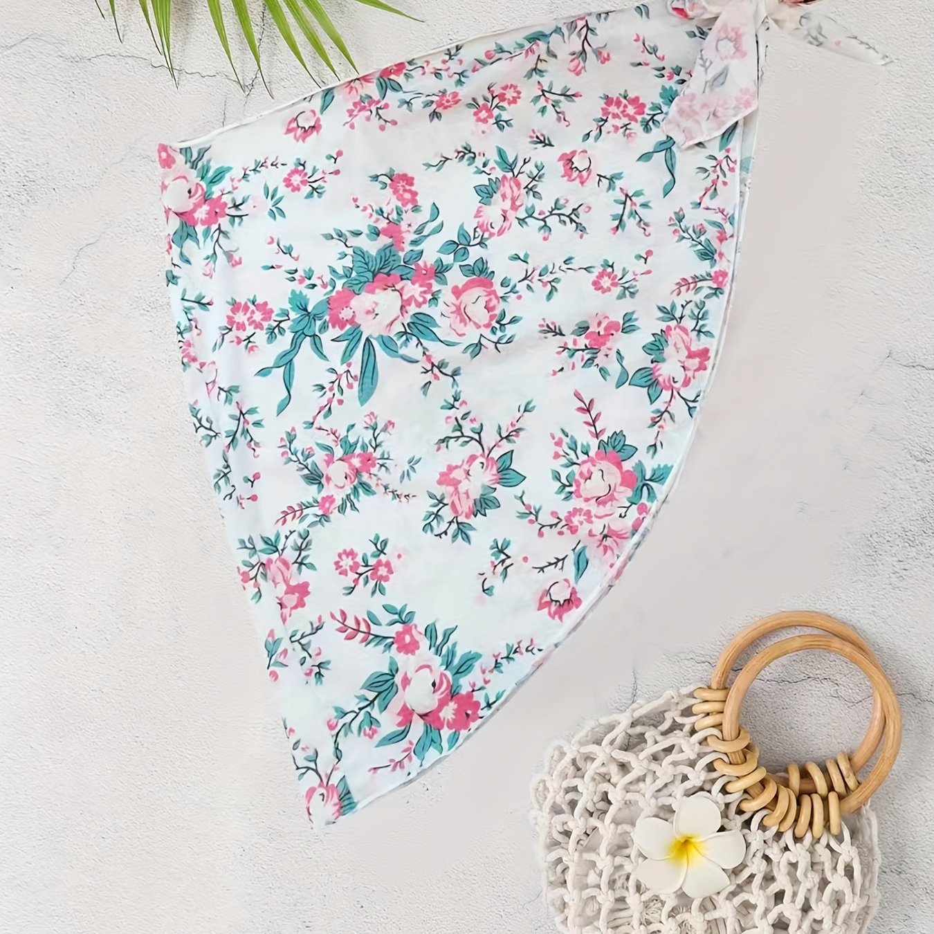 Print Tie Side Stretchy Cover Up Skirt Wrap Beach Coverup