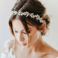 Vintage Leaf Bridal Hair Accessories Tiara Rhinestone Headband Wedding Headwear