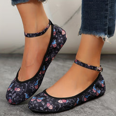 Women's Butterfly Ballet Shoes Buckle Strap Flat Lightweight Dancing Shoes