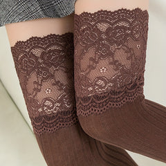 Lace Trim Thigh High Socks Over The Knee Stockings