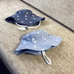 Baby Girls Star Denim Bucket Hat Sun Protection Hat
