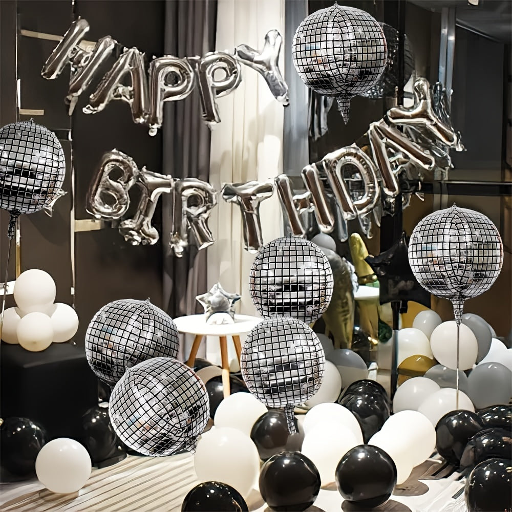 6pcs 4D 55 88 Cm Disco Balloon Set Silvery Wedding Birthday Party Decor