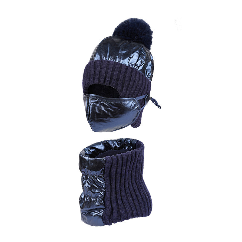 Men's 3pcs Hat Scarf Face Mask Set Autumn Winter Warm Knit Fleece Cap