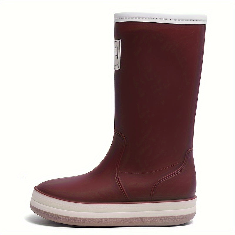 Solid Quick Drying Flat Rain Boots Waterproof Non Slip Thickened Outdoor PVC Cas