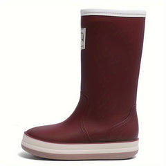 Solid Quick Drying Flat Rain Boots Waterproof Non Slip Thickened Outdoor PVC Cas