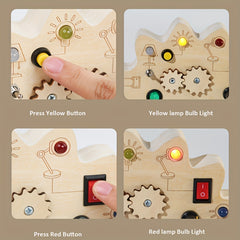 LED Wooden Dinosaur Busy Board Sensory Toy Montessori Infant Child Education