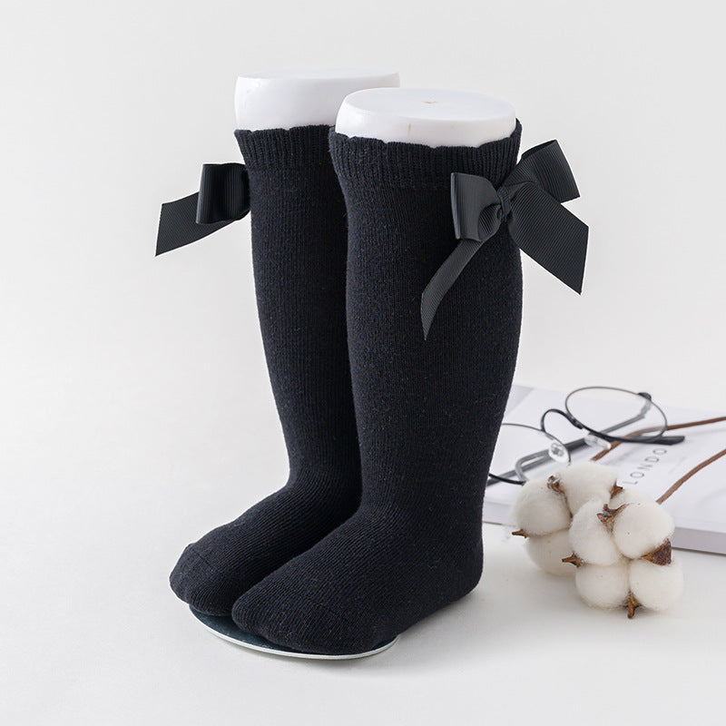 Girls Knee High Socks with Bow Detail