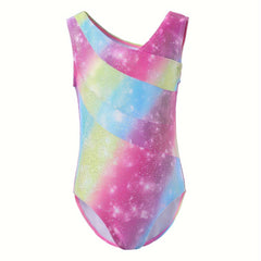 Gradient Sleeveless Gymnastics Leotard - Girls Stretchy Ballet Suit