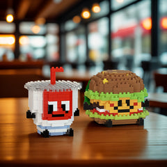 Fast Food Building Block Set - Burgers, Fries, Cola - Christmas Birthday Toy
