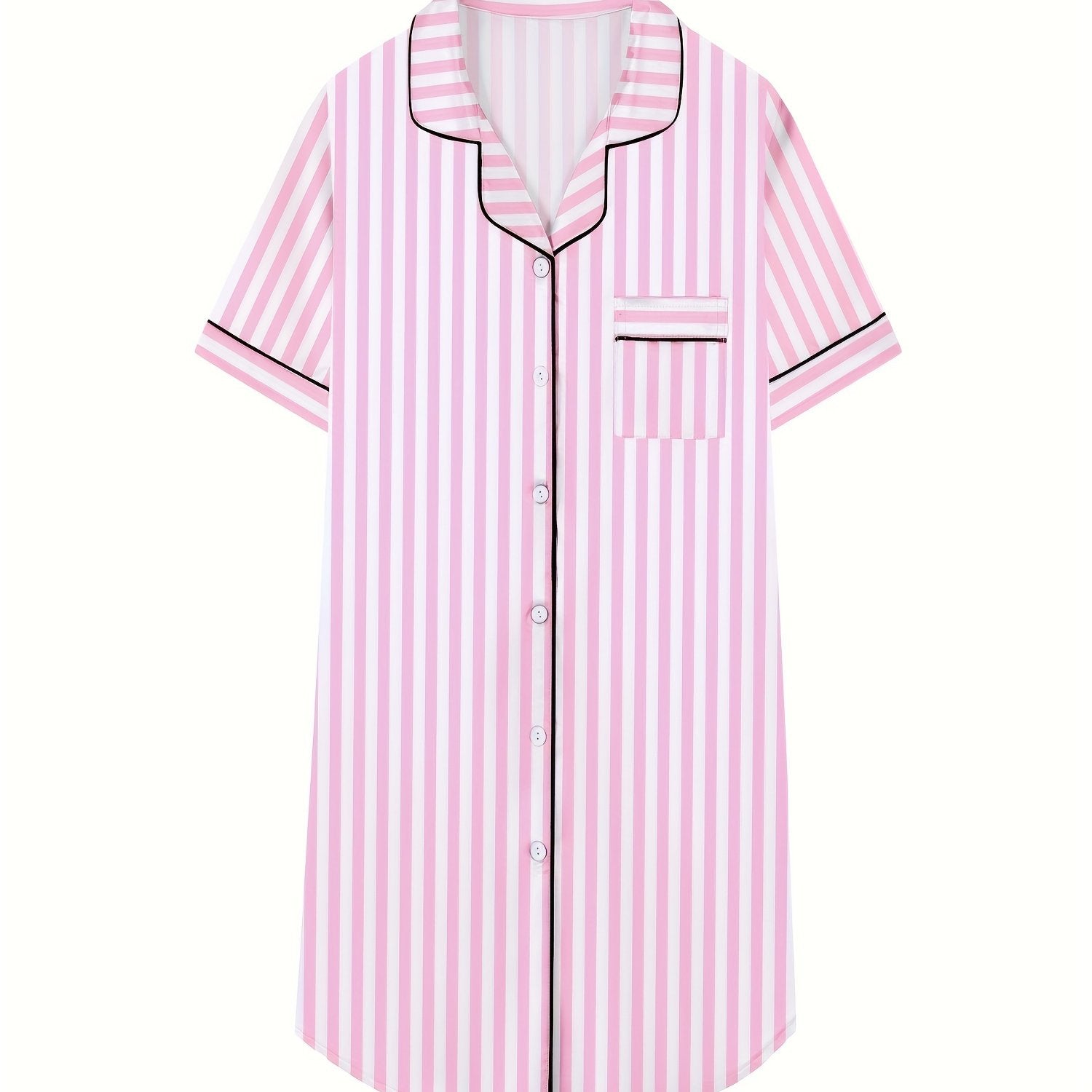Girls Nightshirt Dress Button Down Nightgown Short Sleeve Sleepwear PJ