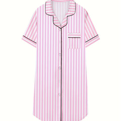 Girls Nightshirt Dress Button Down Nightgown Short Sleeve Sleepwear PJ