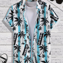 Men's Summer Palm Tree Stripe Hawaiian Shirt