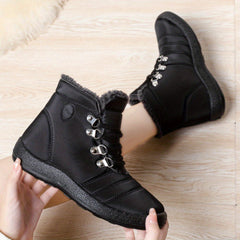 Women's Snow Boots Fleece Lining Lace Up Waterproof Ankle Boots