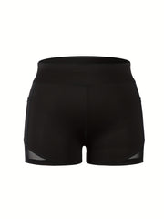 High Rise Skinny Stretch Shorts With Pockets