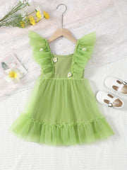 Girl's Flutter Sleeve Princess Dress Ruffle Tulle Birthday Party Evening Prom