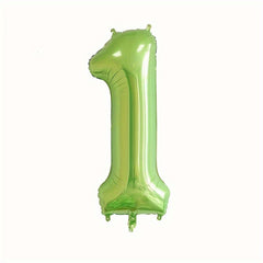 3pcs 101.6cm Green Foil Number Balloons w/ Ribbon & Straw