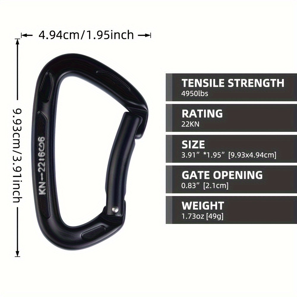 22KN Heavy Duty Strong Locking Clip Buckle D Ring for Camping Hiking