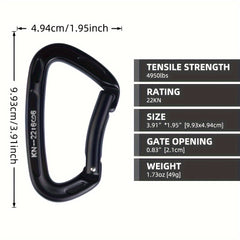 22KN Heavy Duty Strong Locking Clip Buckle D Ring for Camping Hiking