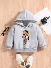 Bear Print Baby Casual Hooded Sweatshirt