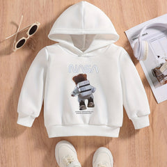 Astronaut Bear Print Baby Boys Hooded Sweatshirt