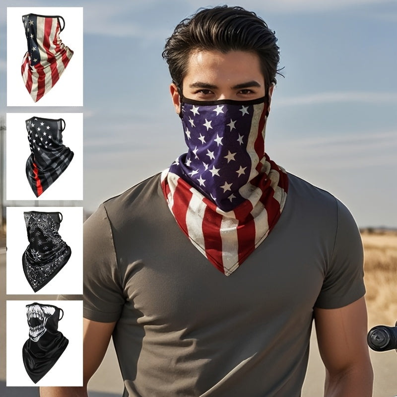 2pcs Ice Slicky Fiber Fabric Face Mask Triangle Scarf Headscarves Sun Protection