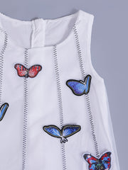 Girls' Organza Butterfly Appliques Sleeveless Princess Dress
