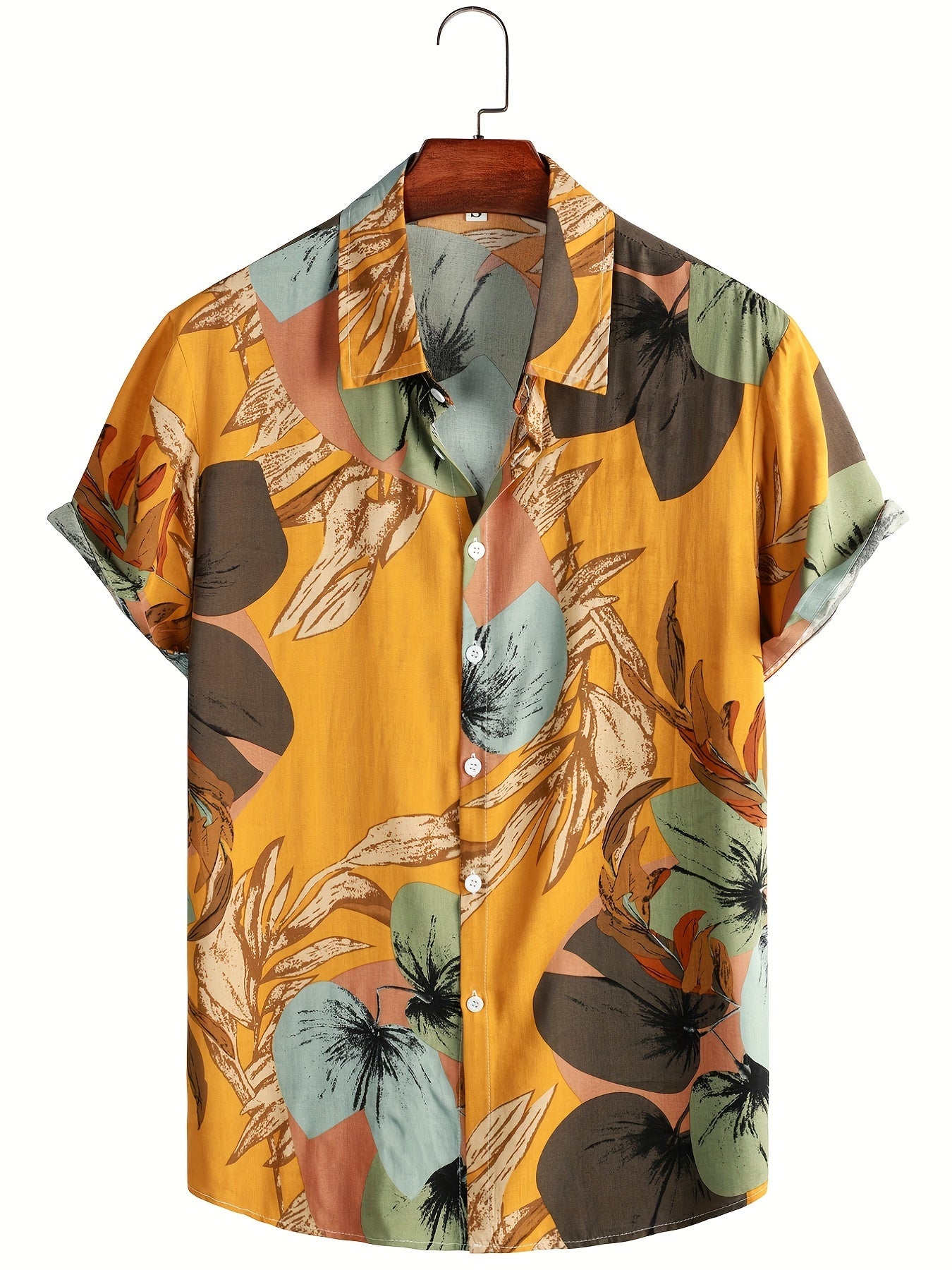 Men's Tropical Leaf Print Hawaiian Shirt