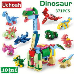 Uchoah 10 in 1 Mini Dinosaur Building Block Set Christmas Gift Assembly Toys