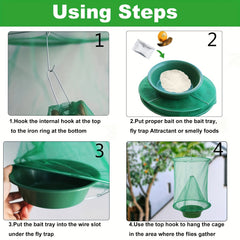 Reusable Ranch Fly Trap with Bait Tray - Hanging Horse Fly Catcher