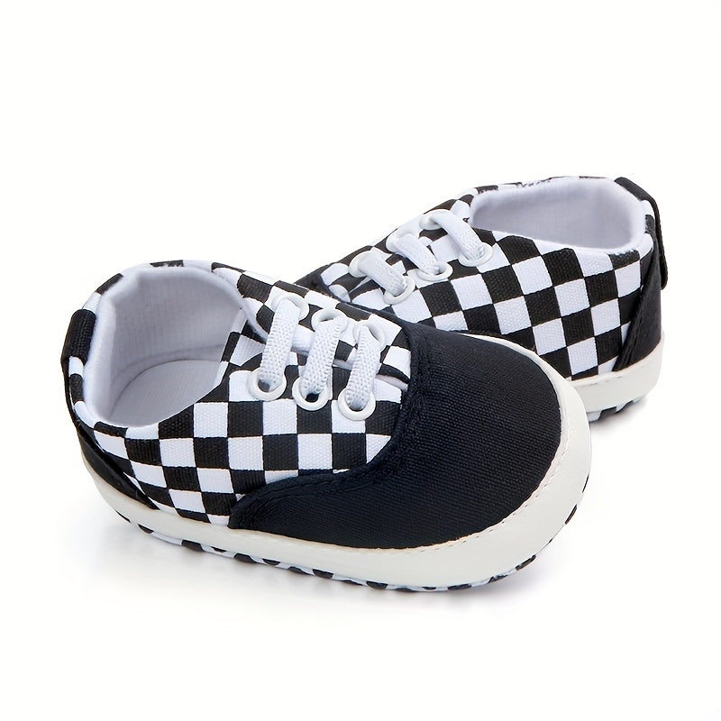 Infant Plaid Canvas Shoes Soft Breathable Non Slip Baby Shoes