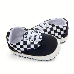 Infant Plaid Canvas Shoes Soft Breathable Non Slip Baby Shoes