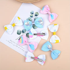8pcs Cartoon Gradient Rainbow Bow Hair Clips Girls Accessories