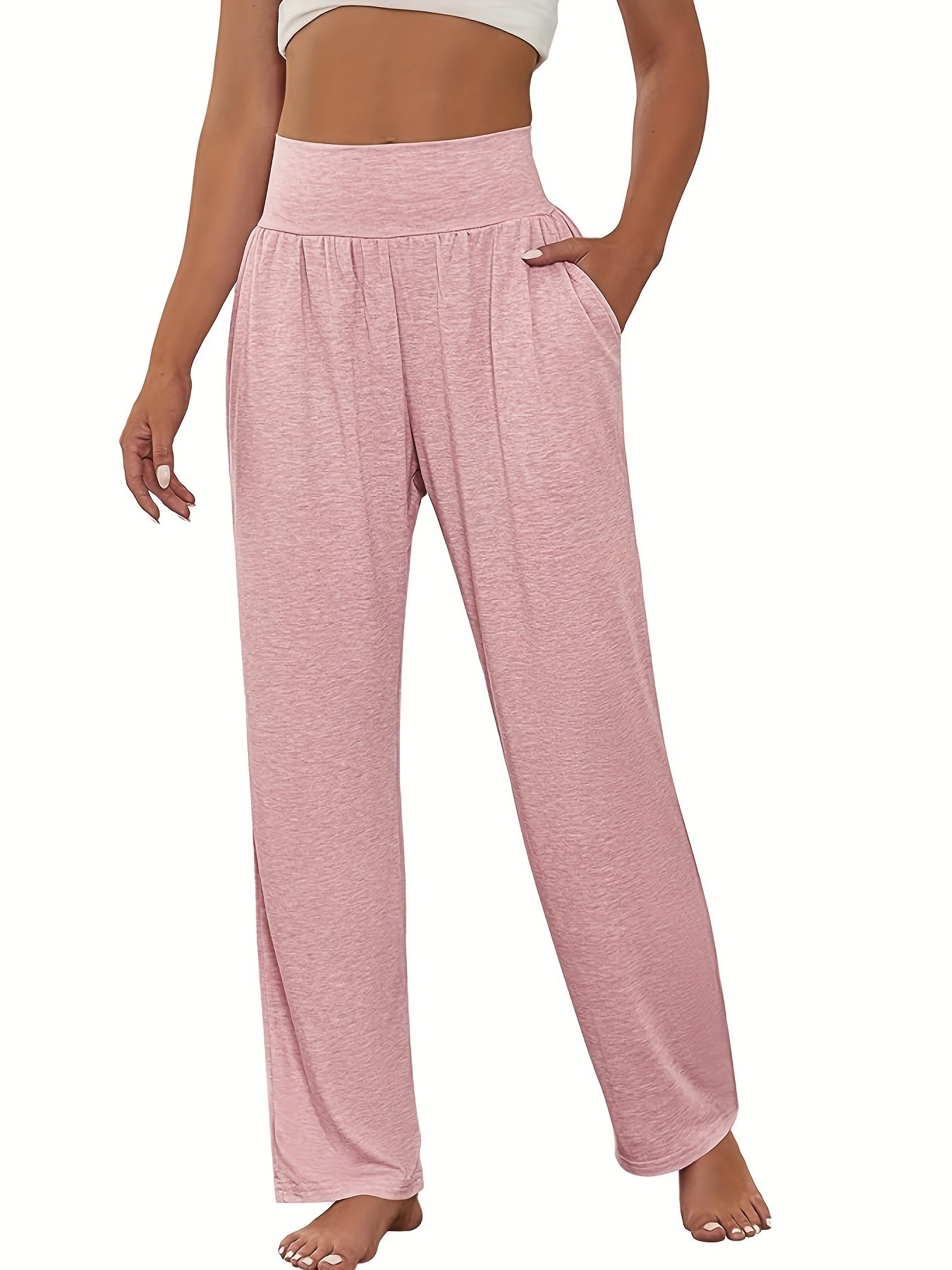 3 Pack Plus Size Sports Pants Set Women's Plus Solid Wide Waistband