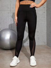 Women's Letter Print Leggings with Hip Lifting Side Pocket for Sports & Casual