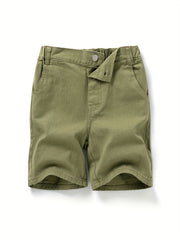 Boys Army Green Shorts with Pockets for Spring and Summer
