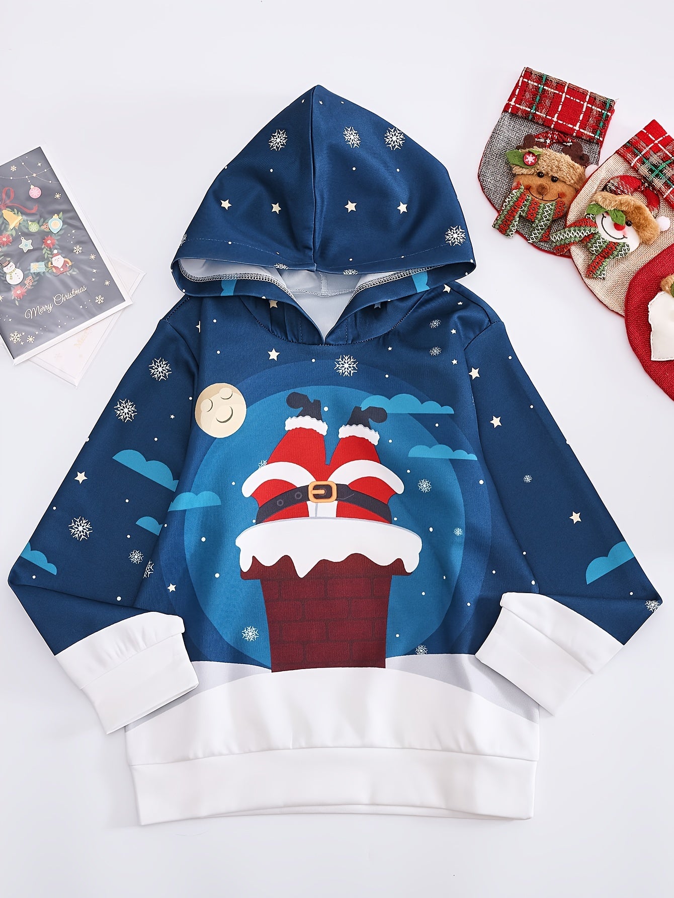 Christmas Santa Night Hoodie Sweatshirt Pullover Spring Fall Sports