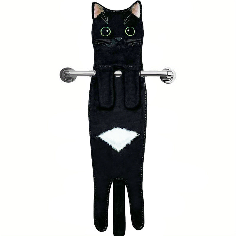 Cat Pattern Hanging Towel, Funny Decorative Fingertip Towel