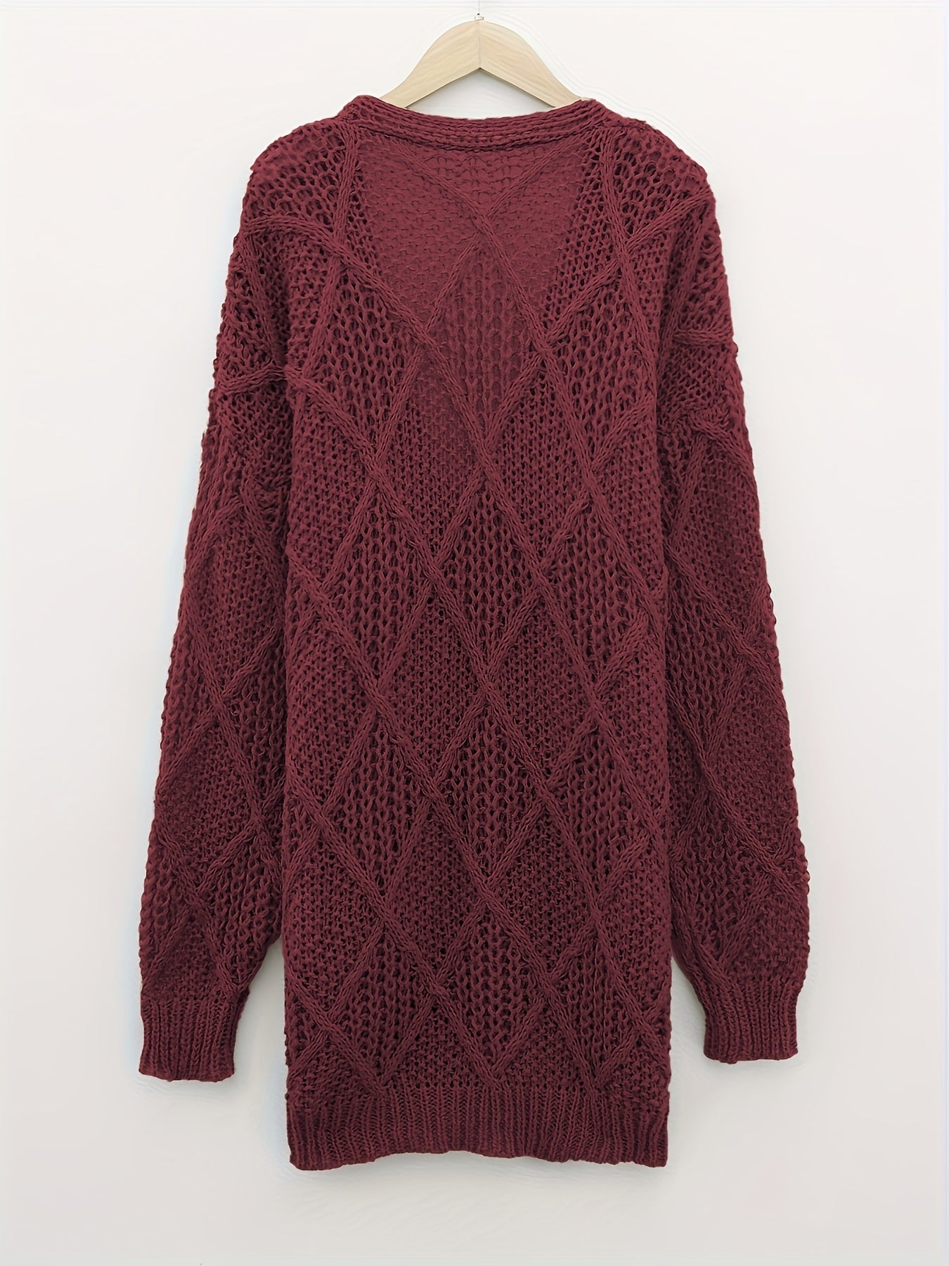 Solid Long Sleeve Stretch Cardigan with Pockets